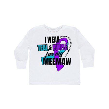 

Inktastic Suicide Prevention I Wear Teal and Purple for My Meemaw Gift Toddler Boy or Toddler Girl Long Sleeve T-Shirt
