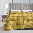thumbnail image 4 of ZICANCN Anti-Pilling Flannel Bed Throw Blankets Plaid Gold Pattern , Couch Ultra Soft Micro Fleece Sofa Bed Camping Travel Blanket for Adults 50"x40", 4 of 8