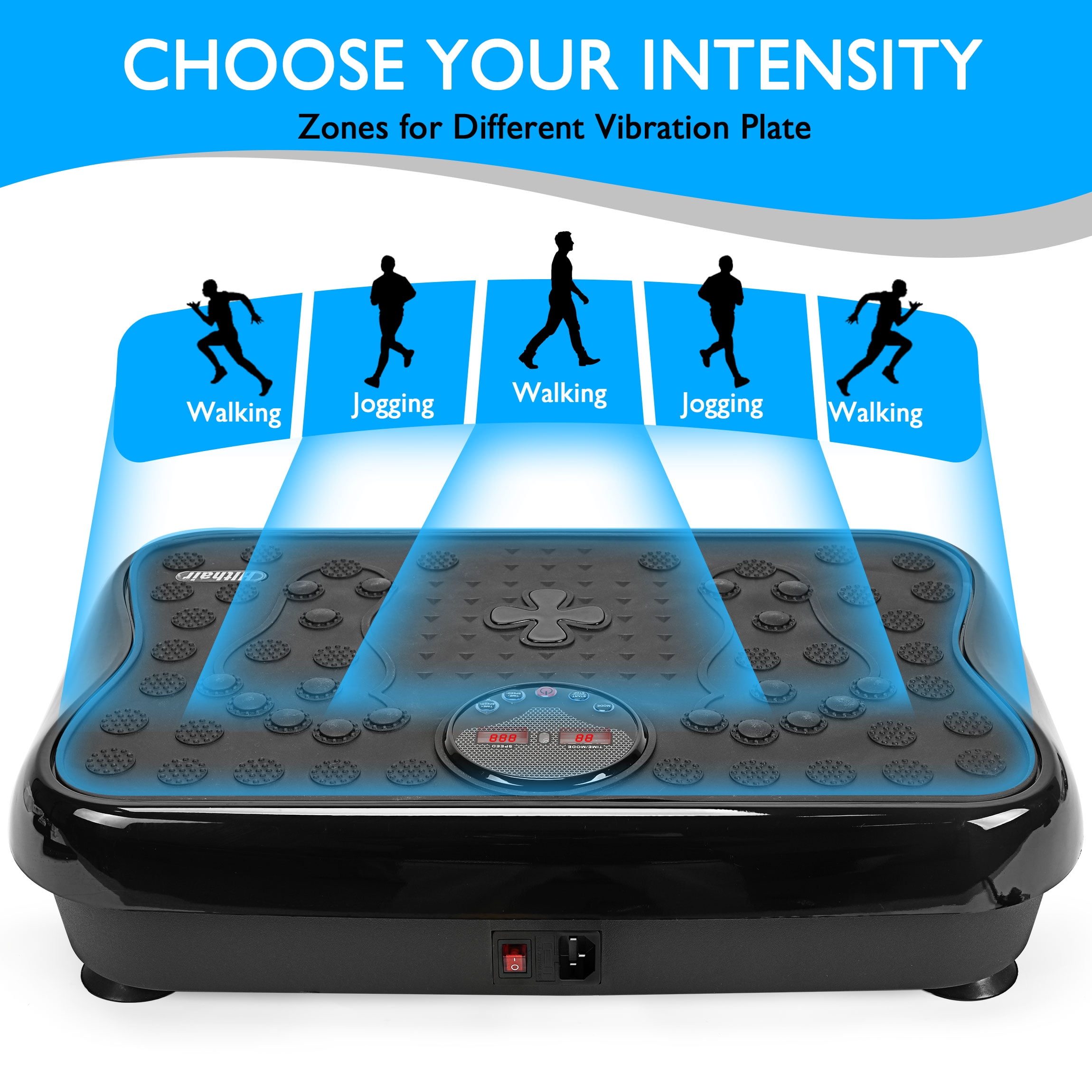 Hlthair Vibration Plate Exercise Machine for Lymphatic Drainage Full Body Workout Fitness Platform with Bluetooth and Lights, Workout Equipment