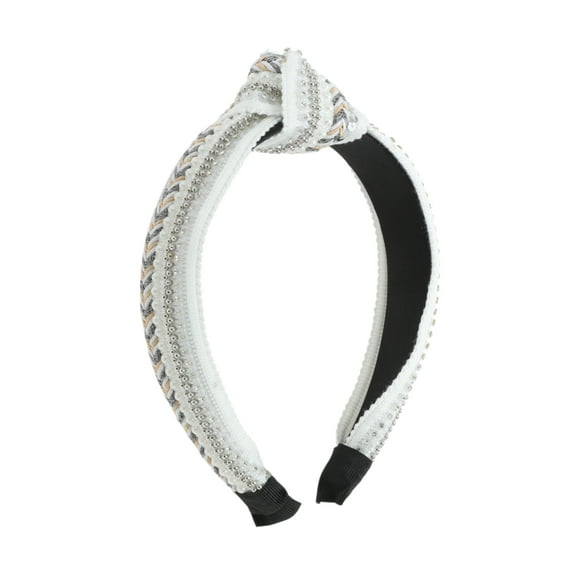 Unique Bargains 1 Pc Headband Rhinestone Sequins Hair Accessories for Women White
