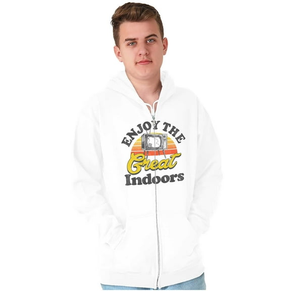 Enjoy The Great Indoors Vintage TV Zip Up Hoodie Men's Women's Brisco Brands S