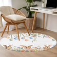 thumbnail image 5 of Round Area Rug 4ft, Easter Egg Rabbit Flower on White Non-Slip Non-Shedding Floor Mat, Spring Swirling Leaves Washable Sturdy Carpet for Living Room Bedroom Home Decor, 5 of 9