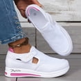 thumbnail image 3 of Women's Orthopedic Shoes Casual Breathable Mesh Flat Sneakers Round Toe Thick Heel Buckle Hook Loop Work Shoes White Size 8, 3 of 5