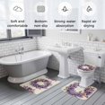 thumbnail image 6 of Purple Flower Bathroom Rugs Set Spring Wreath Non Slip Absorbent Soft Bath Mats 3 Piece Set with Bathroom Rug, U-Shaped Floor Mat, Toilet Seat Cover Large Size, 6 of 9