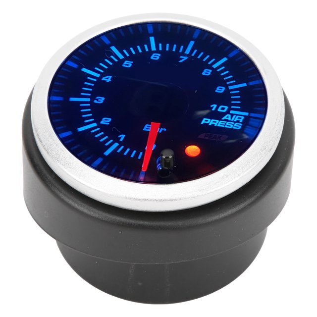 Air Pressure Gauge, LED Air Pressure Meter 0-10 Bar 10-Color 52mm With Sensor For 12V Gasoline Vehicles