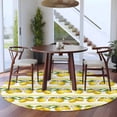 thumbnail image 4 of Summer Lemons Round Living Room Rugs 5 ft, Yellow Fruit Leaf Striped White Background Washable Area Rug with Non-Slip Sturdy Edge Binding Round Carpet for Entryway Kitchen Bedroom Bathroom, 4 of 9