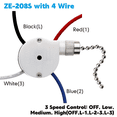 thumbnail image 3 of 3 Pcs Ze-208S E89885 3 Speed 4 Wire Pull Chain Switch Ceiling Fan Light Switch Replacement Part,B, 3 of 7