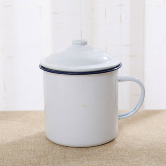 MLINS Enamel Camping Cup with Smooth Finish for Home Use Lightweight and Easy to Clean White 6.5 oz