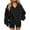 Black, variant on Women V Neck Oversized Sweatshirt Drop Shoulder Bubble Long Sleeve Soft Fleece Loose Casual Pullover Top