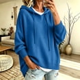 thumbnail image 2 of Edvintorg Women's Sweaters Lightweight Long Sleeve Hooded Pullover Top Fall Loose Knit Sweater Clothes for Women Blue S, 2 of 9