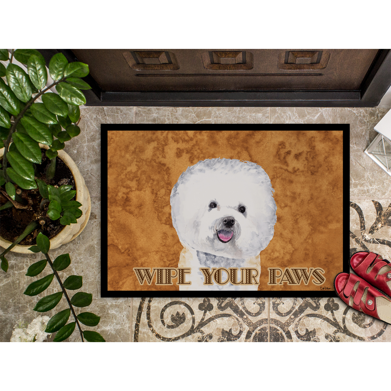 Carolines Treasures SC9135JMAT Bichon Frise Door Mat Indoor Rug or Outdoor Welcome Mat 24x36 Doormat 36"L x 24"W