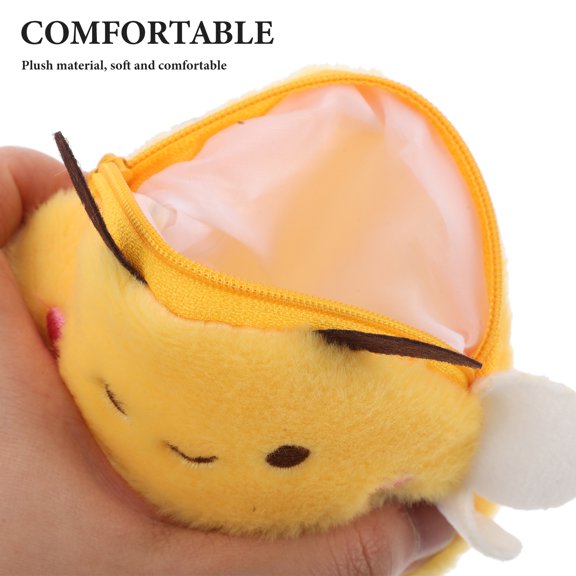 FRCOLOR Yellow Plush Animal Bag Purse Soft Small Handbag 16.2x11x3.2cm Cute Kids Accessory