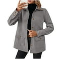 thumbnail image 3 of Hooded Long Sleeve Women's Button Down Coat Jacket Outerwear Casual Loose Fit Pockets Warm Winter Fashion Gift | CSEONE,Gray XL, 3 of 8