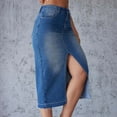 thumbnail image 7 of Kaemgyyd Women's Jean Skirts Split Casual High Waist Bodycon Denim Pencil Skirt Button Slim Trendy Midi Skirt, 7 of 7