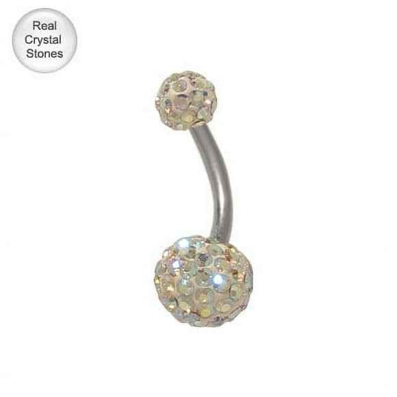 14 gauge Opal Swarovski Crystal Ferido Belly Button Ring