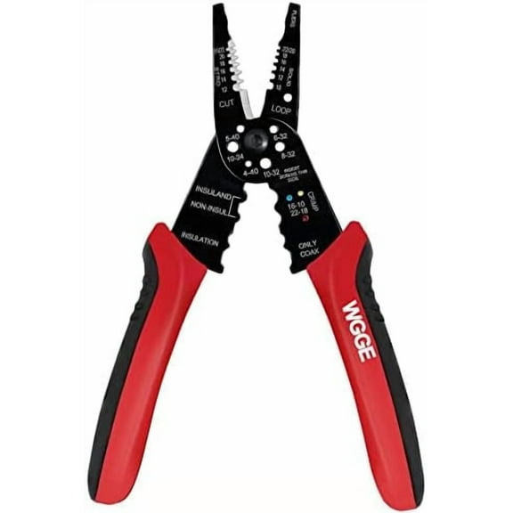 WG-015 Professional 8-inch Wire Stripper/Crimping Tool, Cable Cutter/Crimper, Wiring and Multi-Function Hand Tool, Red With Black$$Tools & Hardware Other