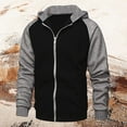 thumbnail image 2 of Men's Textured Zip Hooded Cardigan Sweatshirt Loose Fit Insert Sleeve Jacket Casual Outerwear, 2 of 3