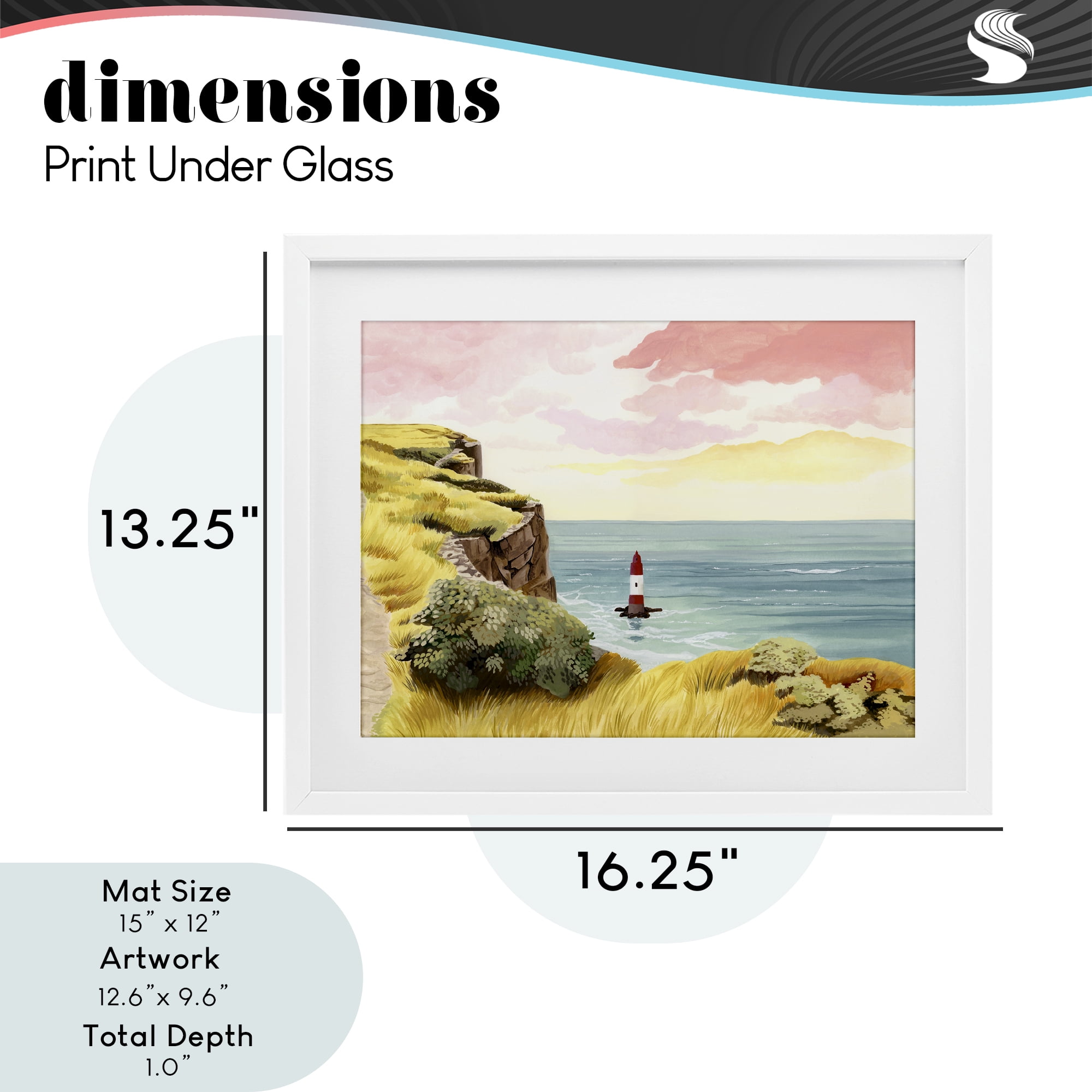 Beachy Head Lone Lighthouse White Framed Print Under Glass, design by Courtney Haley