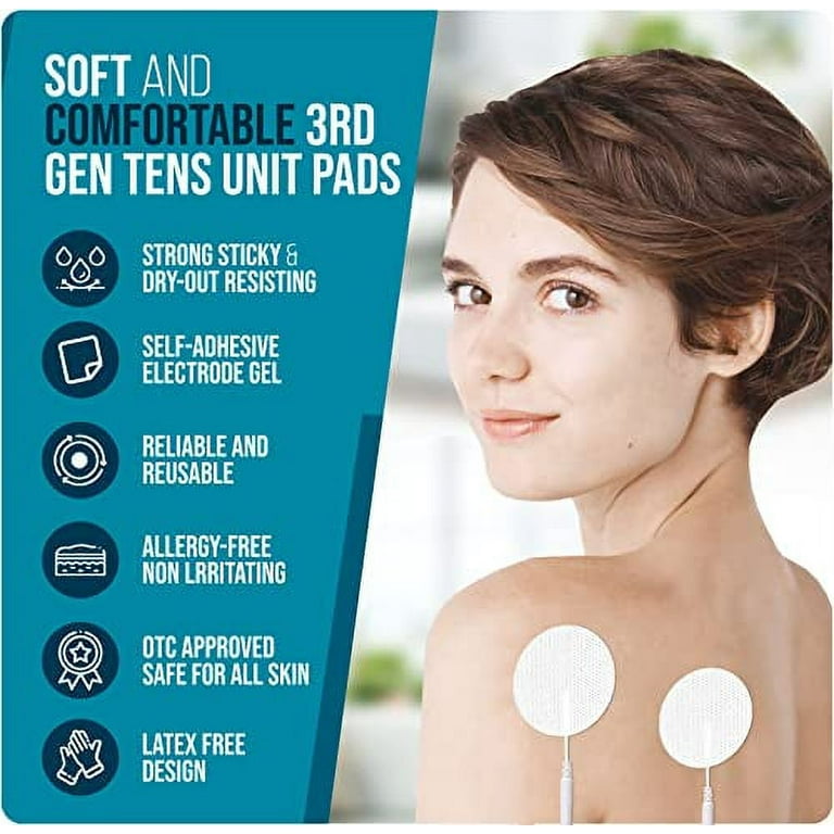 Syrtenty TENS Unit Replacement Pads - 1.5'' x 1.5 8 pcs Electrode Squares  Stimulator Pad Set with Upgrated Self Stick Performance and Non-Irritating