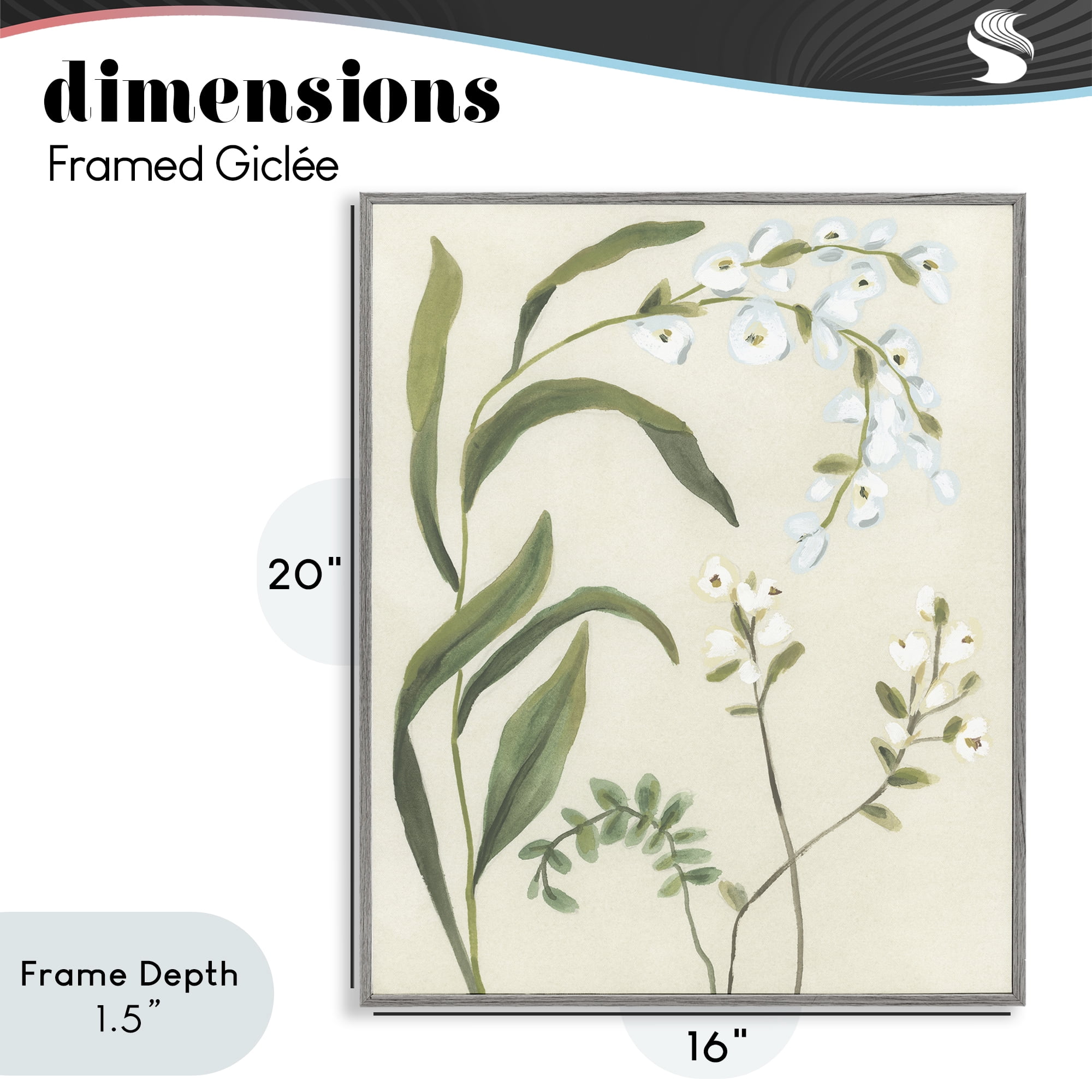 Stupell Industries Soft Snowdrop Stems Gray Framed Giclee Art, design by June Erica Vess