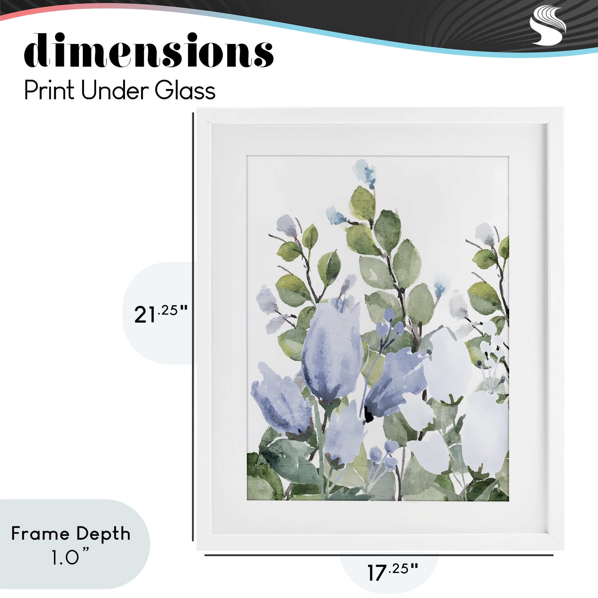 Stupell Industries Blue Spring Botanicals White Framed Print Under Glass, design by Kim Allen