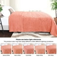 thumbnail image 3 of BNM Fleece Boho Knit Jacquard Blanket, King, Blush, 3 of 7