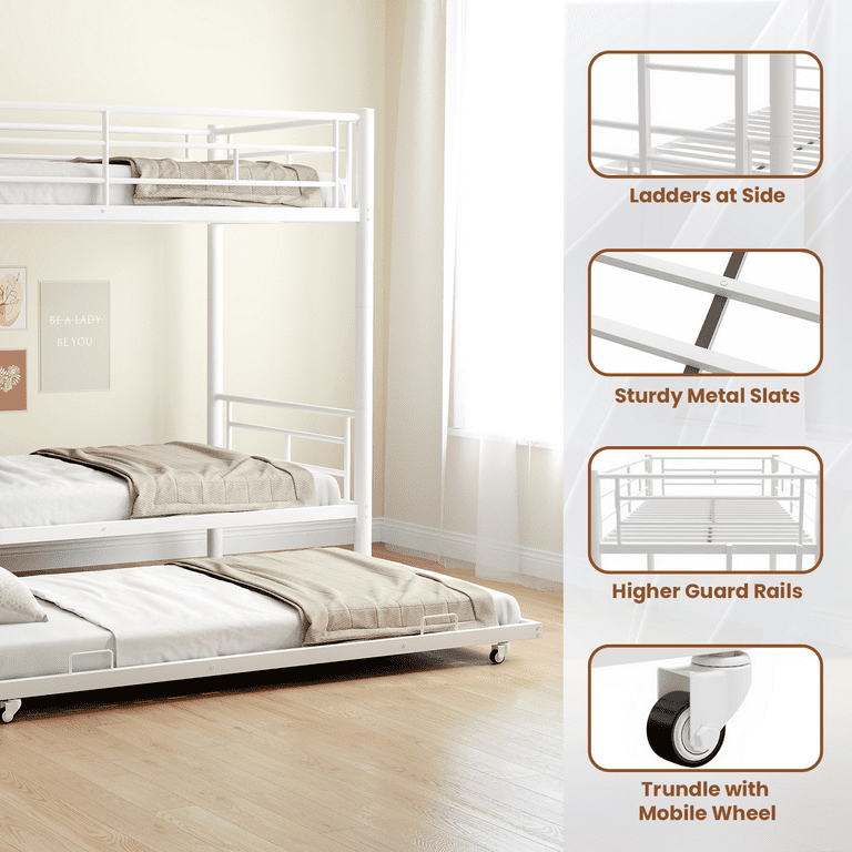 Twin Bunk Bed with Trundle Bunk Bed,Netrum Bump Beds for Kids with