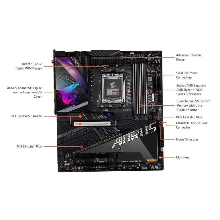 GIGABYTE X670E AORUS Master Motherboard - AMD AM5, DDR5, PCIe 5.0, Quad M.2, WiFi 6E, 5-Year Warranty