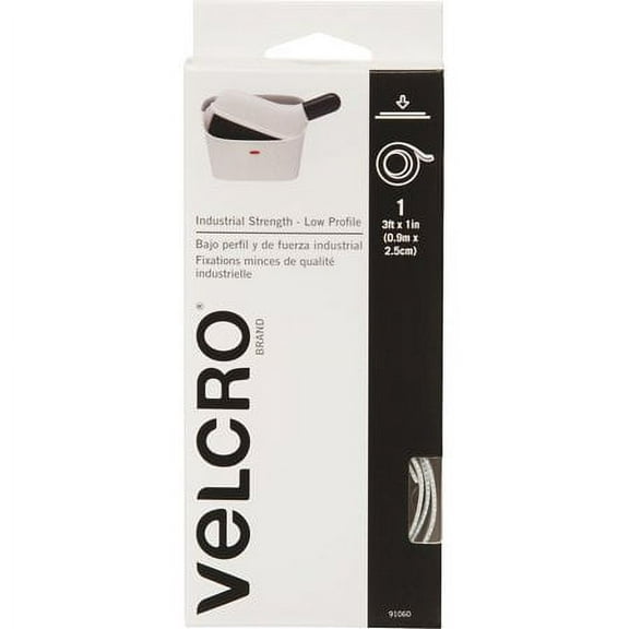 Velcro(r) brand industrial strength low profile tape 1"x3'-white, 2 pack