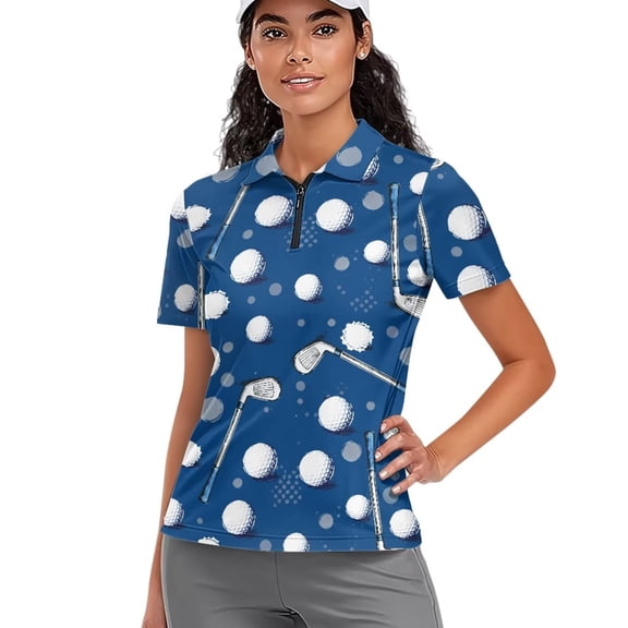 Aplkyhs Blue Women's Golf Shirt Tennis Shirts Breathable Fabric Golf Tennis Shirts Machine Washable Keep Cool in Hot Weather Soft and Comfortable Moisture Wicking