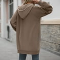 thumbnail image 4 of UJNDER Women's Hooded Zip Up Sweatshirt Long Sleeve Mid Length with Pockets Warm Winter Brown L, 4 of 4