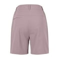 thumbnail image 5 of BXJX Womens Bermuda Shorts, Zipper Pocket Walking Elastic Waist Above the Knee Cargo Shorts Purple Size XL, 5 of 8