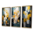 thumbnail image 3 of Designart "Unexpected Joy Teal and Yellow Abstract II" Abstract Painting Framed Wall Art Set Of 3 - Blue Modern Frame Gallery Wall Set For Home Decor, 3 of 6