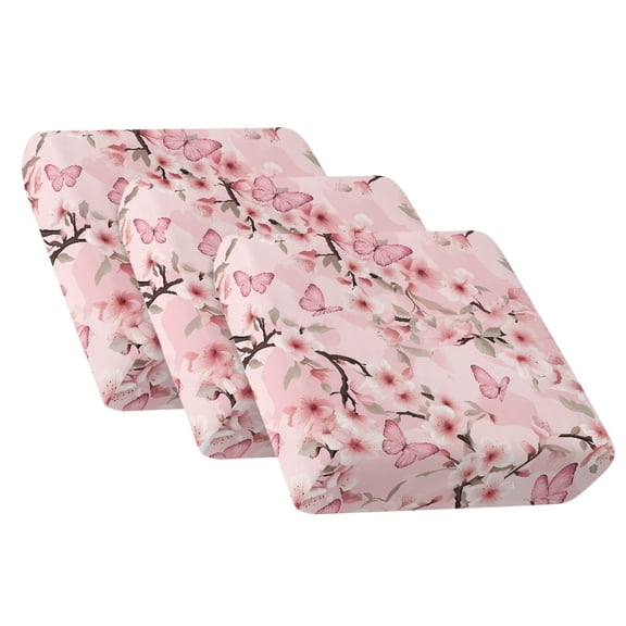Xixirimido Couch Cushion Cover Non-Slip Sofa Cover with Elastic Bands Universal Armchair Cushion Slipcover Replacement Furniture Protector, Pink Butterfly Cherry Blossom