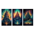 thumbnail image 2 of Designart "Dreamy Rainbow Landscape Ancient Temple Setting" Christianism Wall Art Set Of 3 - Traditional Blue Canvas Set For Living Room Decor, 2 of 6