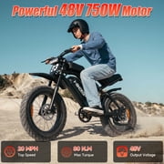20 Fat Tire Electric Bike for Adults, Class 2, 750W Motor, 48V 17.5Ah Removable Battery, 20 MPH Electric Bicycle, UL2849