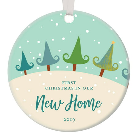 1st Christmas New Home Ornament 2019 First-Time Homeowner Neighbor Friend Family Housewarming Gift Real Estate Agent Client Keepsake Cute Charming Glossy Ceramic 3