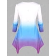 thumbnail image 2 of Tallas grandes Impresión de mariposa OMBRE COLOR PANDETERCHIEZ CAMISETA Rosegal  Mangas largas de talla grande, 2 of 5