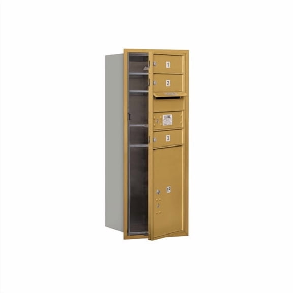 SALSBURY INDTRIES 3710S-03GFU Horiz Mailbox,MB1,4Dr,Gold,FL,37-1/2in