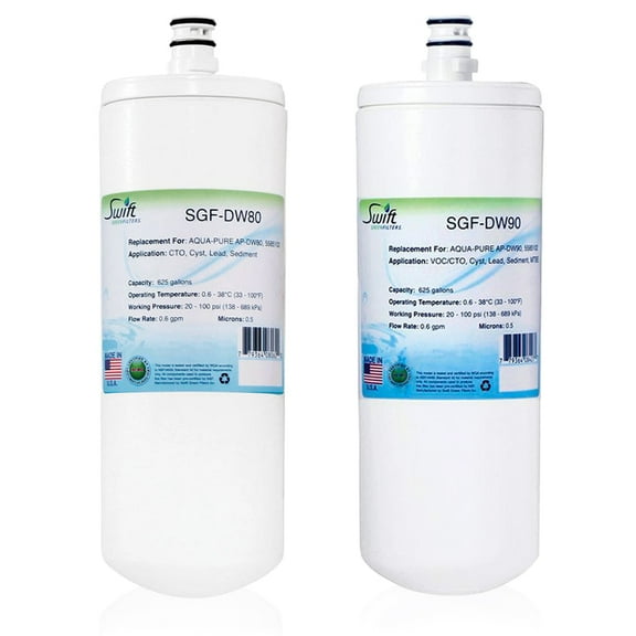Swift Green Filters SGF-DW80 & SGF-DW90 Compatible Commercial Water Filter for AQUA-PURE AP-DW80, 5585102 , Made in USA (Pack of 2)