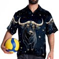 thumbnail image 4 of Taurus Constellation Men's Short Sleeve Beach Shirts, Hawaiian Printed Button Down Summer Casual Unisex Men's Shirts, 4 of 6