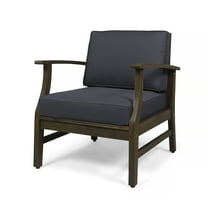 Giancarlo Acacia Wood Outdoor Club Chair, Gray, Dark Gray