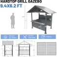thumbnail image 2 of Miekor Furniture 9.4X6.2 FT Hardtop Grill Gazebo, Gable Outdoor Grill Gazebo with Storage Shelves & Resin Shade System, Galvanized Steel Metal Hard top Gazebo for Patio Backyard Garden -Grey No.3313, 2 of 8