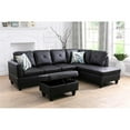 thumbnail image 4 of Pemberly Row L Shaped Black Couch with Ottoman(Pillows Included) Microfiber, 4 of 12