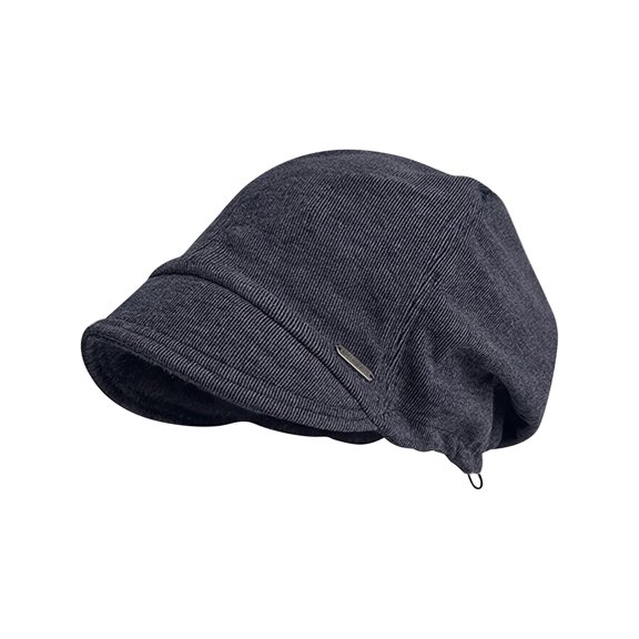 Koadzawe Women's Knit Newsboy Cap Soft Stretch Slouchy Beanie Hat with Short Brim Adjustable Warm Winter Duckbill Cap Vintage Cabbie Hat for Fall Winter Daily Wear Blue One Size