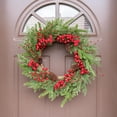 thumbnail image 2 of Artificial Christmas Wreath 22 Inch Christmas Wreaths for Front Door Winter Wreath with Red Berries Pine Cones Needles for Indoor Outdoor Xmas Winter Holidays, 2 of 9