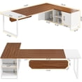 thumbnail image 2 of Tribesigns Bureau Exécutif en Forme de L de 70,8 Pouces avec Armoire à Dossiers de 55 Pouces, Bureau avec Étagères de Rangement et Panneau de Confidentialité, Noyer et Blanc, 2 of 5