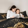 thumbnail image 4 of Erosebridal Chic Cheetah Print Bedding Comforter Set, Personalized Initial C Queen Bedding Sets, Black Brown, Black Reversible 7-Piece, 4 of 6