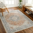 thumbnail image 2 of Lillian Light Blue/Light Brown 2'6" x 8' Machine Washable Area Rug, 2 of 2