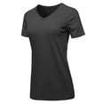 thumbnail image 2 of A2Y Women's Basic Solid Premium Cotton Short Sleeve V-neck T Shirt Tee Tops Black M, 2 of 6